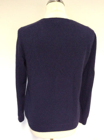 MARKS & SPENCER DARK BLUE CASHMERE JUMPER SIZE 14