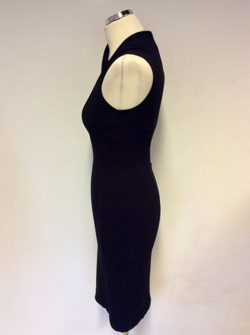 HELMUT LANG BLACK ASYMETRIC NECKLINE BODYCON DRESS SIZE P UK 6/8
