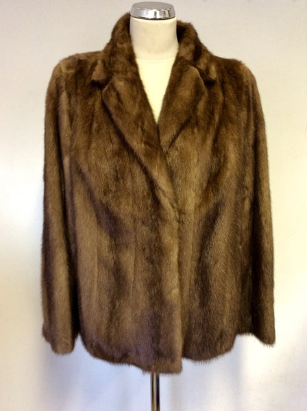 VINTAGE BROWN MINK FUR JACKET APPROX SIZE 14