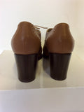 HOBBS TAN BROWN LEATHER LACE UP HEELS SIZE 5/38