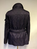 BARBOUR INTERNATIONAL AUBERGINE QUILTED BELTED JACKET SIZE 14
