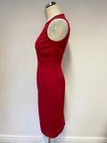 HOBBS RED SLEEVELESS PENCIL DRESS SIZE 8