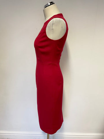 HOBBS RED SLEEVELESS PENCIL DRESS SIZE 8