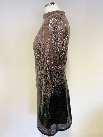 BRAND NEW ABBEY CLANCY FOR LIPSY ROSE GOLD & BLACK SEQUINNED COCKTAIL DRESS SIZE 14