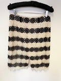 LK BENNETT CLAUDINE BLACK & CREAM CROCHET PENCIL SKIRT SIZE 10