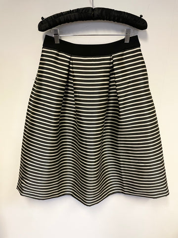 BRAND NEW TED BAKER BLACK & SILVER STRIPE BOX PLEATED SKIRT SIZE 1 UK 8/10