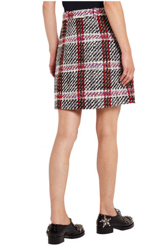 CARVEN BOUCLE TWEED TARTAN MINI SKIRT SIZE 38 UK 10