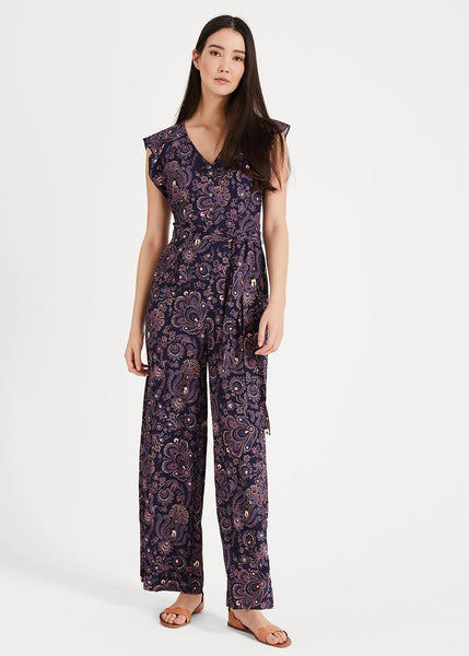 BRAND NEW PHASE EIGHT JAYESHA NAVY BLUE & MULTI COLOURED PAISLEY PRINT JUMPSUIT SIZE 10