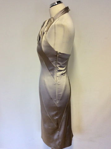KAREN MILLEN SILVER GREY SATIN SPECIAL OCCASION DRESS SIZE 10