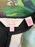 TED BAKER FLORAL PRINT 3/4 SLEEVE SHIFT DRESS SIZE 2 UK 10