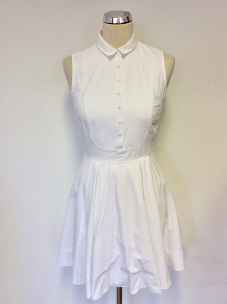 KAREN MILLEN WHITE COTTON SLEEVELESS DRESS SIZE 10