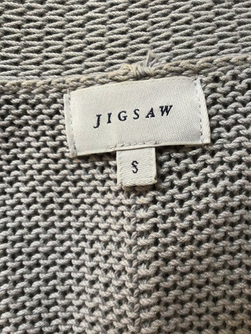 JIGSAW LIGHT CREY LONG COTTON CARDIGAN WITH POCKETS SIZE S