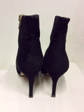 RIVER ISLAND BLACK SUEDE HEEL ANKLE BOOTS SIZE 6/39