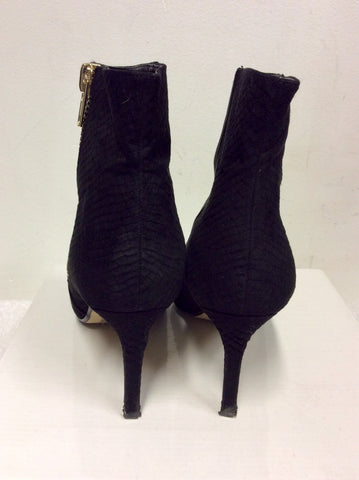 RIVER ISLAND BLACK SUEDE HEEL ANKLE BOOTS SIZE 6/39