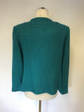 EASTEX EMERALD GREEN WOOL BLEND COLLARLESS JACKET SIZE 14