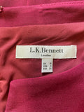 LK BENNETT DEEP WINE SHORT SLEEVED ‘TAN’ PENCIL DRESS SIZE 10