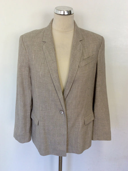 JOSEPH OATMEAL LINEN,WOOL & SILK BLEND JACKET SIZE XL