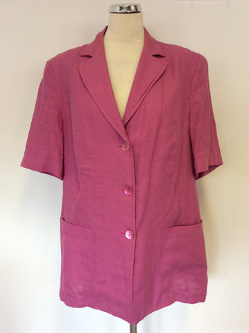 SPIRITO DI ARTIGIANO PINK LINEN SHORT SLEEVE JACKET SIZE 20