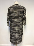 NICOLE FARHI BROWN STRIPE SILK SHIFT DRESS SIZE 8