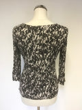 HOBBS BLACK & GREY PRINT 3/4 SLEEVE TOP SIZE M