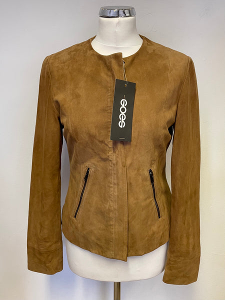 BRAND NEW GOES TAN CHAQUETA GOAT SUEDE ZIP UP JACKET SIZE 10