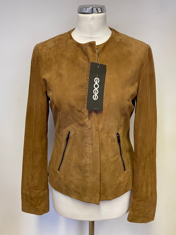 BRAND NEW GOES TAN CHAQUETA GOAT SUEDE ZIP UP JACKET SIZE 10