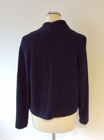 REISS NAVY BLUE KIRT SHORT MILANO STITCH CROPPED JACKET/ CARDIGAN SIZE XS