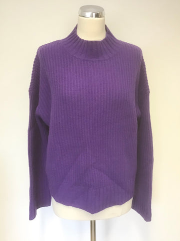 JIGSAW PURPLE LAMBSWOOL & CASHMERE BLEND JUMPER SIZE L