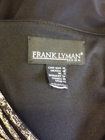 FRANK LYMAN BLACK & GOLD TRIM SPECIAL OCCASION PENCIL DRESS SIZE 12