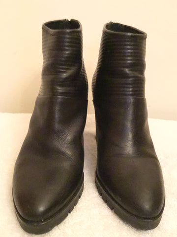 BPRIVATE BLACK LEATHER HEELED ANKLE BOOTS SIZE 7.5/41
