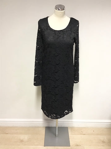 A POSTCARD FROM BRIGHTON BLACK LACE LONG SLEEVE SHIFT DRESS SIZE 2 UK 12/14
