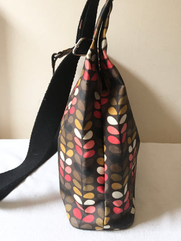ORLA KIERLY BROWN & MULTI COLOURED PRINT CROSS BODY/ SHOULDER BAG