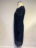 JIGSAW TEAL BLUE 3/4 SLEEVE LACE PENCIL DRESS SIZE 12