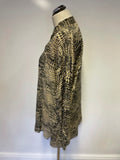 MASAI BLACK & CREAM PRINT LONG SLEEVE COLLARLESS SHIRT SIZE S