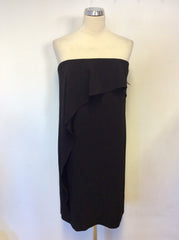 BRAND NEW LK BENNETT BLACK DELIA STRAPLESS WATERFALL TIER DRESS SIZE 12