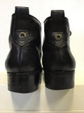 SALVADORE FERRAGAMO BLACK ALL LEATHER LACE UP BOOTS SIZE 10.5 UK 8