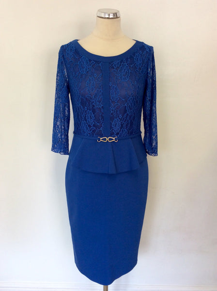 BRAND NEW JAMES LAKELAND BLUE LACE TOP PENCIL DRESS SIZE 14
