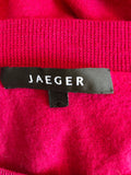 JAEGER CHERRY RED FINE KNIT MERINO WOOL SHORT SLEEVE TOP SIZE 10