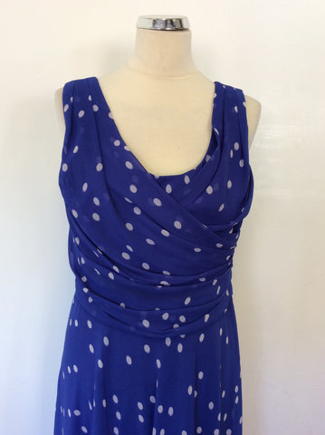 JACQUES VERT BLUE & WHITE SPOT SPECIAL OCCASION DRESS SIZE 12