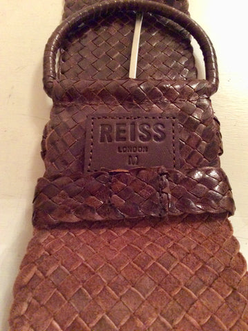 REISS BROWN LEATHER PLAITED BELT SIZE M