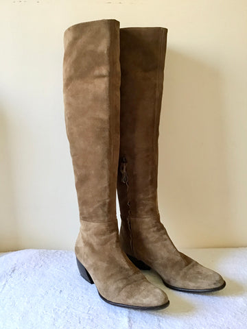 C-DOUX TAN SUEDE KNEE KIGH BOOTS SIZE 2.5/35