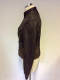 ARMA WOMEN BROWN LEATHER ZIP UP JACKET SIZE 12