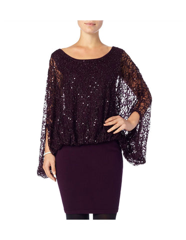 BRAND NEW PHASE EIGHT SERRINA BLACKCURRANT SEQUIN DRESS SIZE 10