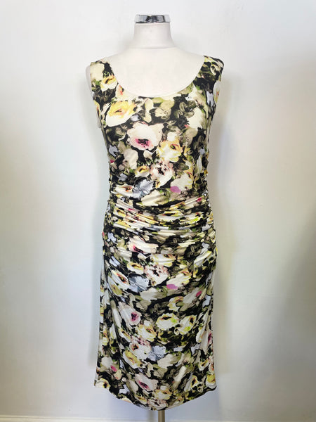 PAUL SMITH BLACK COLLECTION MULTI COLOURED FLORAL PRINT SLEEVELESS STRETCH JERSEY DRESS  SIZE M