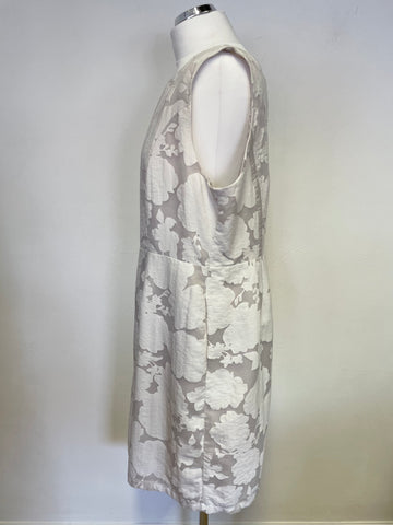 MINT VELVET GREY & WHITE FLORAL PRINT SLEEVELESS SHIFT DRESS SIZE 18
