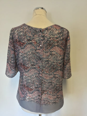 REISS CHASE SNAKESKIN INSPIRED PRINT SHORT SLEEVE TOP SIZE 12