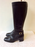 CLARKS BLACK LEATHER BUCKLE TRIM KNEE LENGTH BOOTS SIZE 5.5/38.5
