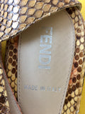 FENDI DORE NATURAL PYTHON LEATHER GLADIATOR SANDALS SIZE 5/38