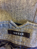 JAEGER BLACK & BEIGE HERRINGBONE WOOL TROUSERS SIZE 10