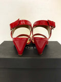 BRAND NEW HOBBS MILLIE CHERRY RED PATENT LEATHER SANDALS SIZE 4/37